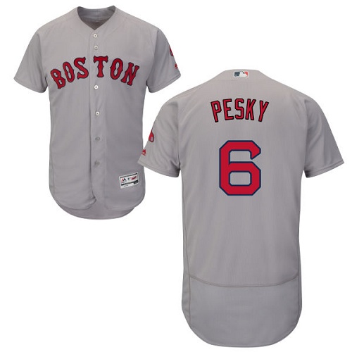Red Sox #6 Johnny Pesky Grey Flexbase Authentic Collection Stitched MLB Jersey